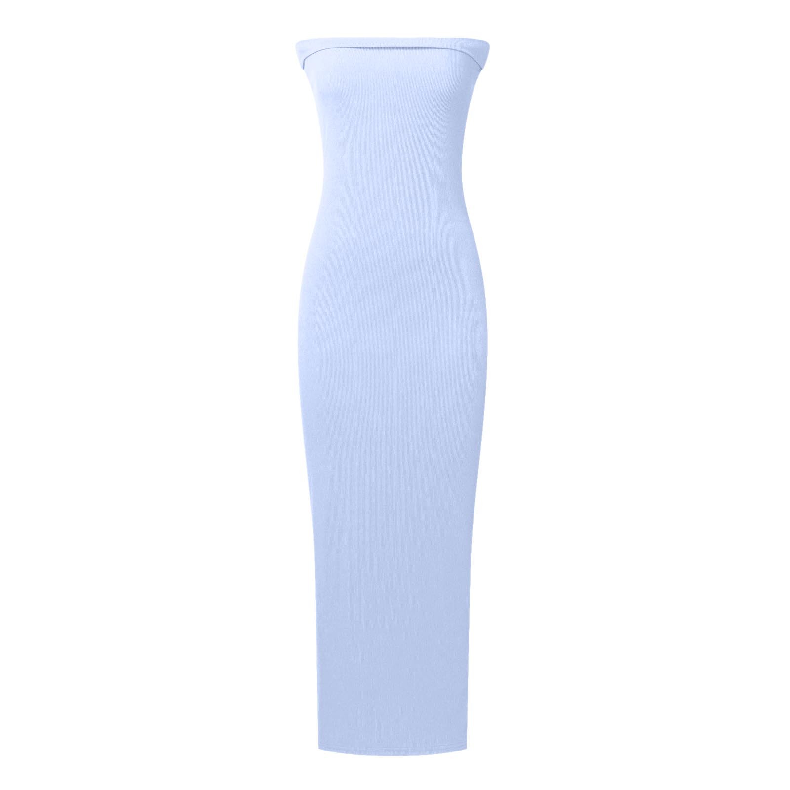 thumbnail image 4 of Vestido largo sin tirantes para mujer: elegante vestido de cóctel con abertura lateral, tejido de poliéster, vestido para invitada de boda, tallas S-XXL, contorno de pecho 73-99 cm., 4 of 6